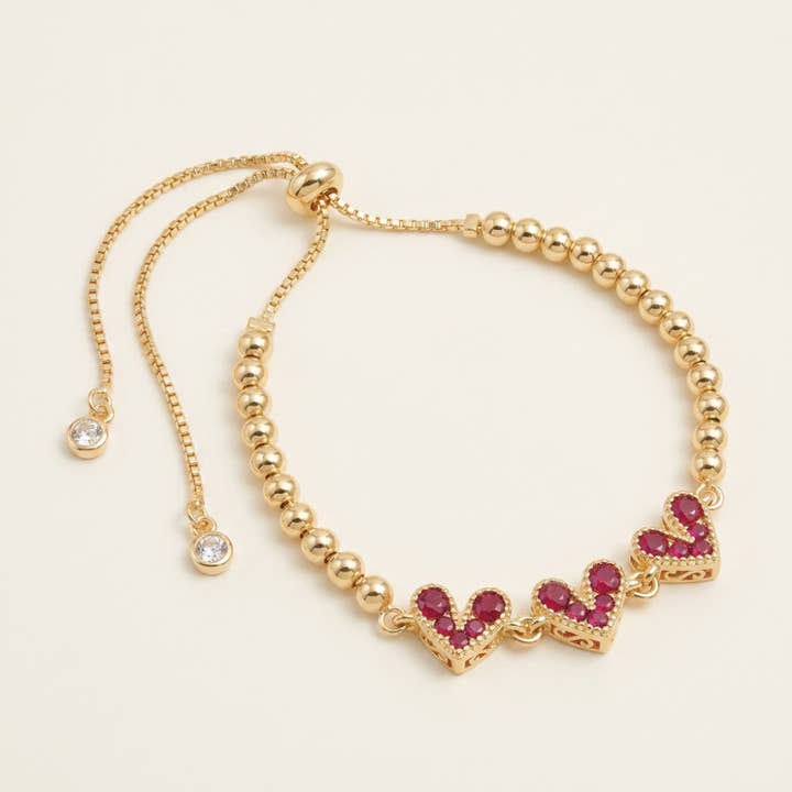 Ruby Red Heart Beaded Bracelet — listing image 1 of 5